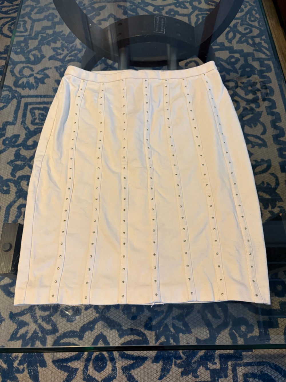 Premise White Studded Pencil Skirt